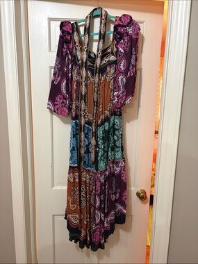 Boho Paisley Tiered Maxi Dress in Multi-Color